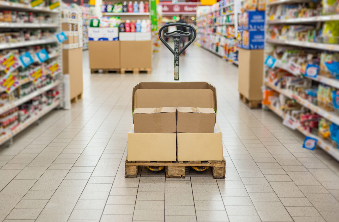 Pallet truck with carton boxes